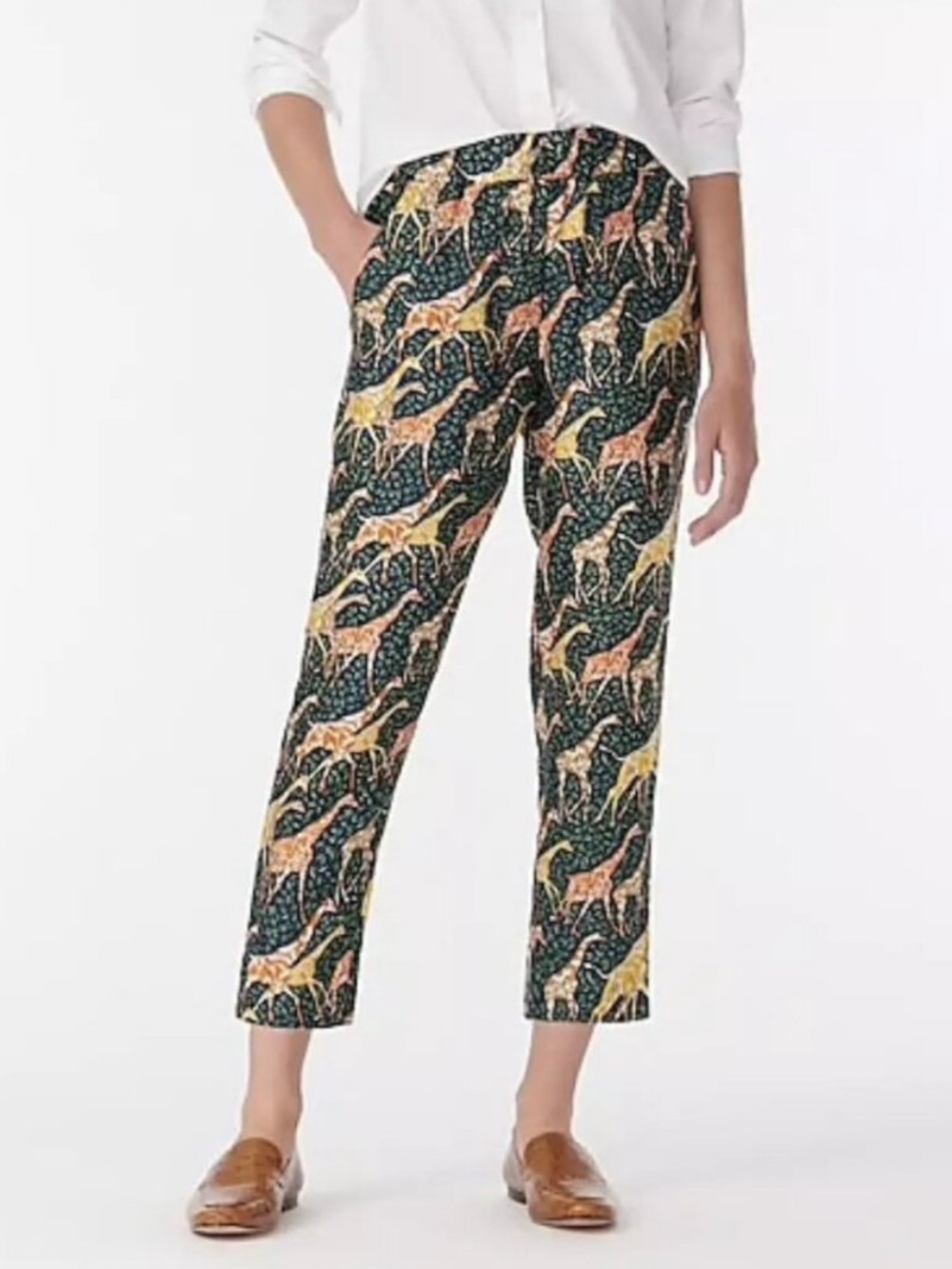 J. Crew Collection 100% Silk Giraffe Pull On Cropped Ankle Pants 4 AQ641
